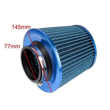 Open Luchtfilter Blauw - Sport Filter met Cold air intake [sportfilter powerfilter universeel] - VCTparts.nl