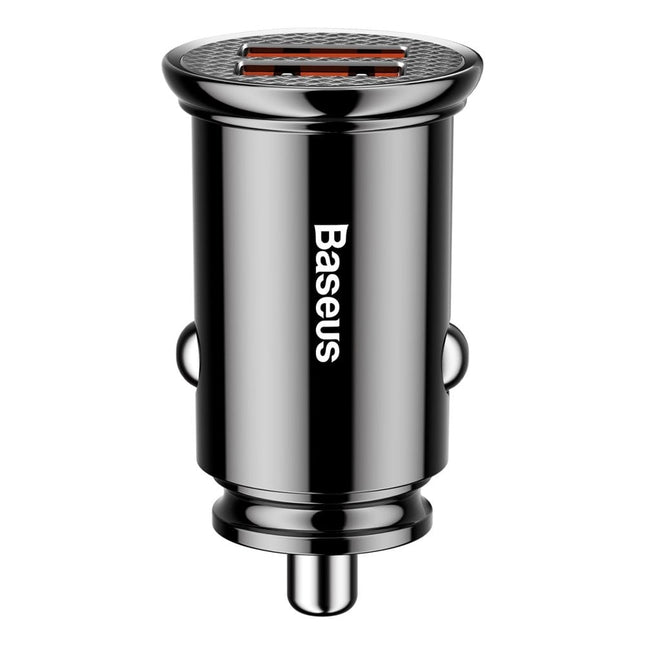 Baseus Mini Dubbele USB Autolader QC 3.0 30W Snellader Zwart - VCTparts.nl