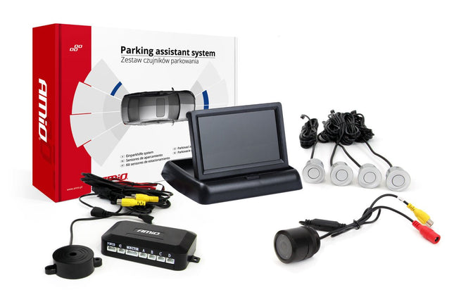 AMiO Parkeerhulpsysteem TFT02 43 inch met HD-301-IR en 4 Sensoren Zilver - VCTparts.nl