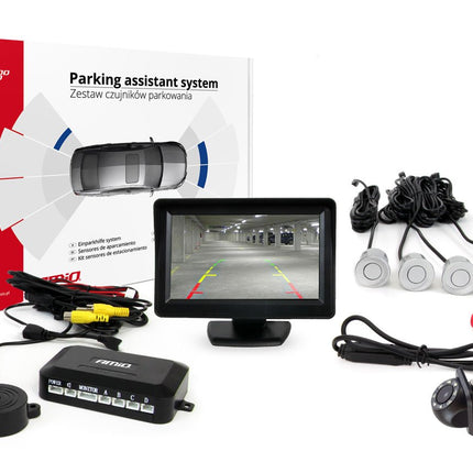 AMiO Parkeerhulpsysteem TFT01 43" met HD-305 LED 4 sensoren zilver - VCTparts.nl