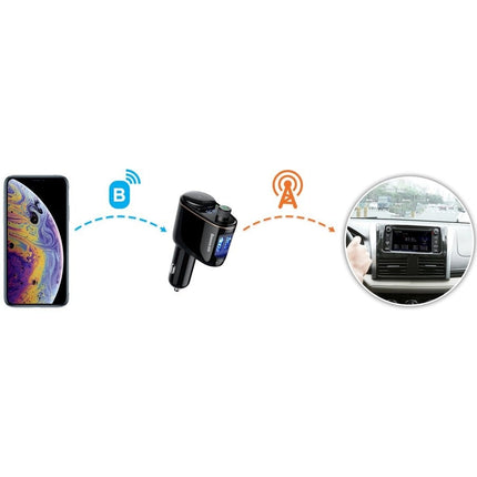 Baseus Bluetooth Muziek FM Transmitter Autolader 2x USB 3.4A Zwart - VCTparts.nl