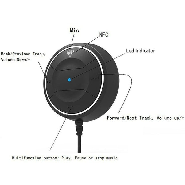 Carkit met Bluetooth V5.0 en NFC-functie Handsfree Luidsprekertelefoon Bellen Muziek USB Autolader - VCTparts.nl