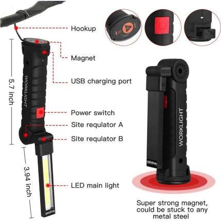 Magnetische Werklamp Inspectie Auto Zaklamp Draagbaar en Oplaadbaar voor Onderhoud - VCTparts.nl