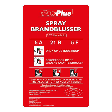 ProPlus  Brandblusser 750ml AB F schuim vorstbestending - VCTparts.nl