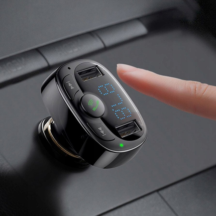 Baseus  Bluetooth Muziek FM Transmitter en Dubbele USB Poort Autolader - VCTparts.nl