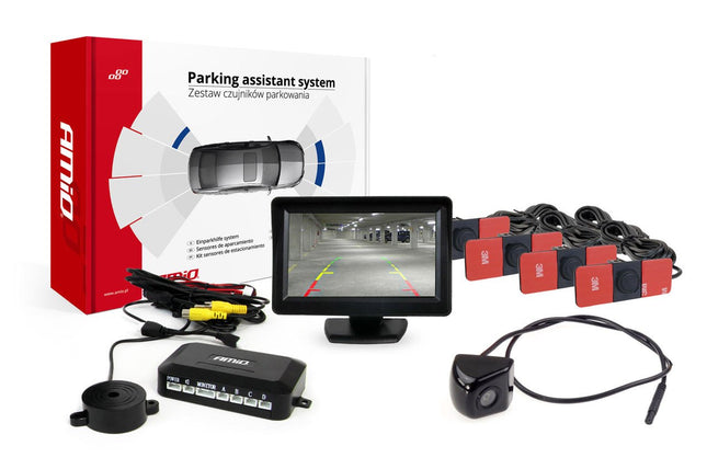 AMiO Parkeerhulpsysteem TFT01 43" met HD-310 4 sensoren zwart binnenmontage - VCTparts.nl