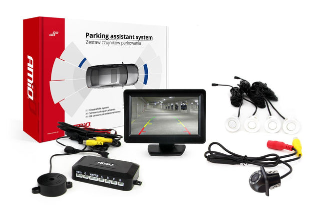 AMiO Parkeerhulpsysteem TFT01 43" met HD-305 LED 4 sensoren wit - VCTparts.nl