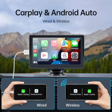 Smart Navigatiesysteem Touchscreen Scherm met Zuignap en Achteruitrijcamera 7inch Scherm [Draadloos Apple Carplay & Android Auto] - VCTparts.nl