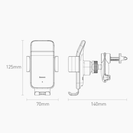 Baseus  Smart Solar Power Wireless gsm houder auto op zonne energie - automatische sluiting - ventilatie auto houder - 150 mah batterij - VCTparts.nl