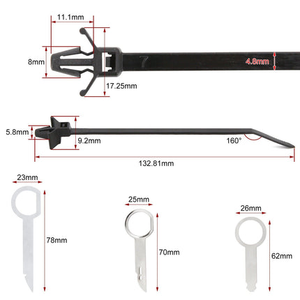 Auto Radio Demontage Tool Gereedschap Pin Sleutel Clip Radiostekkers Extractietool voor Volkswagen Audi - VCTparts.nl