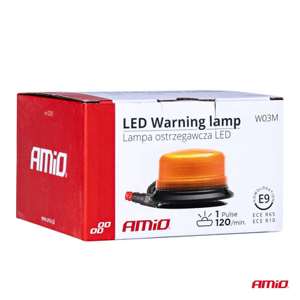 AMiO Stroboscoop Zwaailicht Waarschuwingslamp W03M Magnetisch 36LED 12/24V IP56 Oranje R65 R10 - VCTparts.nl