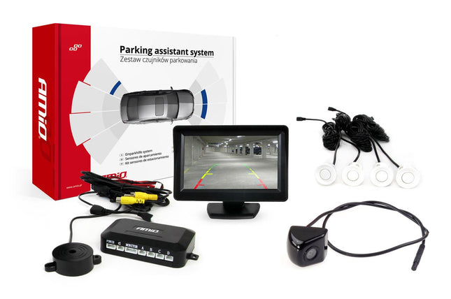 AMiO Parkeerhulpsysteem TFT01 43" met HD-310 4 sensoren wit - VCTparts.nl