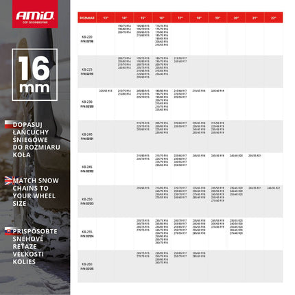 AMiO Sneeuw Kettingen Gehard Staal 16 mm 4x4 KB-220 7500 kg - VCTparts.nl