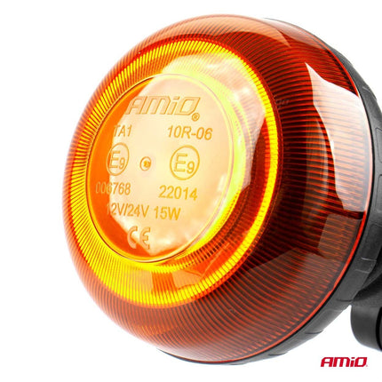 AMiO Stroboscoop Zwaailicht Waarschuwingslamp W21P 12/24V IP56 Oranje R65 R10 - VCTparts.nl