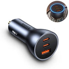 Baseus  Autolader Oplader USB-C & USB 3x Snellader - Grey 65W [Triple Fast Car Charger] - VCTparts.nl