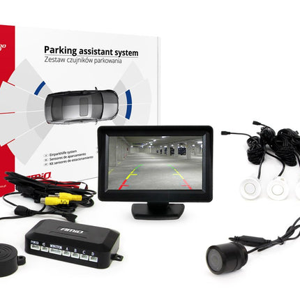 AMiO Parkeerhulpsysteem TFT01 43" met HD-301-IR 4 sensoren wit - VCTparts.nl