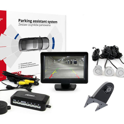 AMiO Parkeerhulpsysteem TFT01 43 inch met HD-502-IR en 4 Sensoren Zilver - VCTparts.nl