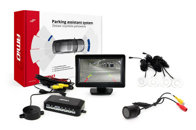 AMiO Parkeerhulpsysteem TFT01 43" met HD-301-IR 4 sensoren wit - VCTparts.nl