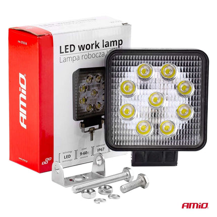 AMiO Krachtige Werklamp AWL03 9 LED FLOOD 9-60V Verstraler Spot Robuust Offroad - VCTparts.nl