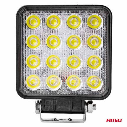 AMiO Krachtige Werklamp AWL05 EMC 108x108 48W PLAT 9-60V Verstraler Spot Robuust Offroad - VCTparts.nl