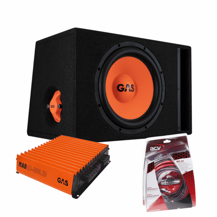 Gas Audio Power Gas Mad Subwoofer Set Mad B2-112 (gepoort) + Mad A1-500.1d + Wk-20 voor Auto Geluidssystemen en Hoogwaardige Geluidskwaliteit - VCTparts.nl