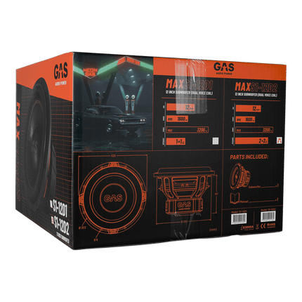 Gas Audio Power Gas Max Level 1 Subwoofer 12" 2x2 Ohm voor Auto Geluidssystemen en Hoogwaardige Geluidskwaliteit - VCTparts.nl