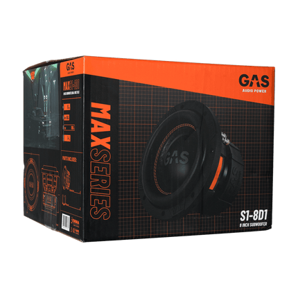 Gas Audio Power Gas Max Level 1 Subwoofer 8" 2x1 Ohm voor Auto Geluidssystemen en Hoogwaardige Geluidskwaliteit - VCTparts.nl