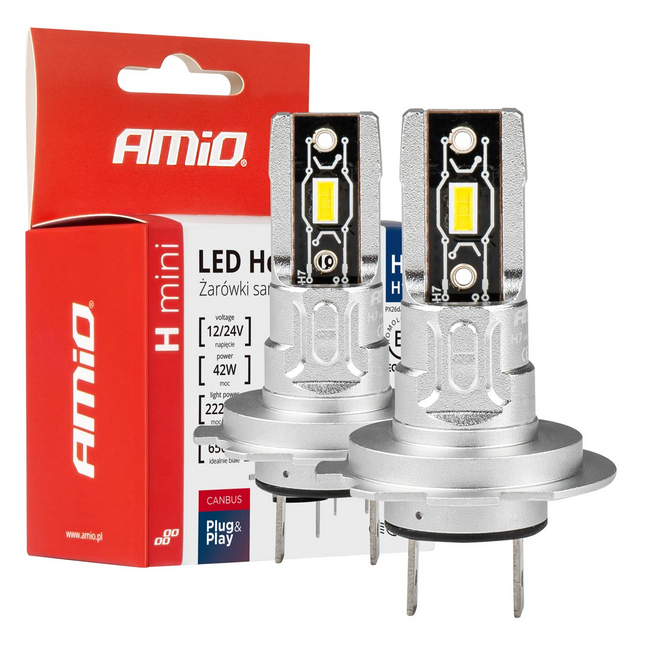 AMiO Dimlicht LED H7 Mini 6500k Wit (set)  [Witte koplampen - Witte Dimlichten]