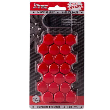 J-TEC Wielbout Wielmoer 17mm Doppen Beschermende Afdekkapjes Rood 20 stuks (set)