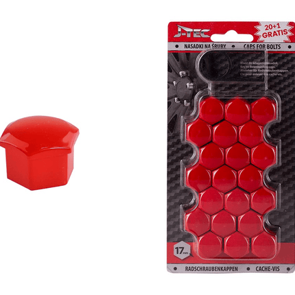 J-TEC Wielbout Wielmoer 17mm Doppen Beschermende Afdekkapjes Rood 20 stuks (set)