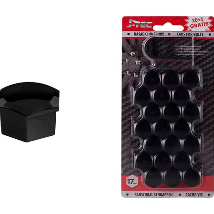 Écrou de roue de boulon de roue J-TEC 17 mm Capes de protection Caps Black Black 20 pièces (Set)