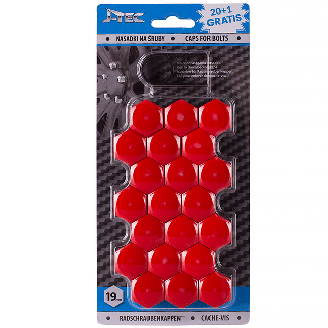 J-TEC Wielbout Wielmoer 19mm Doppen Beschermende Afdekkapjes Rood 20 stuks (set) - VCTparts.nl