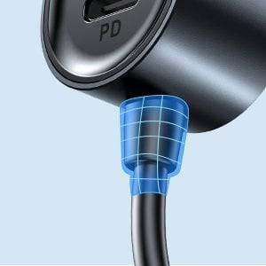 Joyroom Autolader Oplader Snellader 3x USB-A & 2x USB-C 72W (1.5m) [5x QC Fast Car Charger] - VCTparts.nl