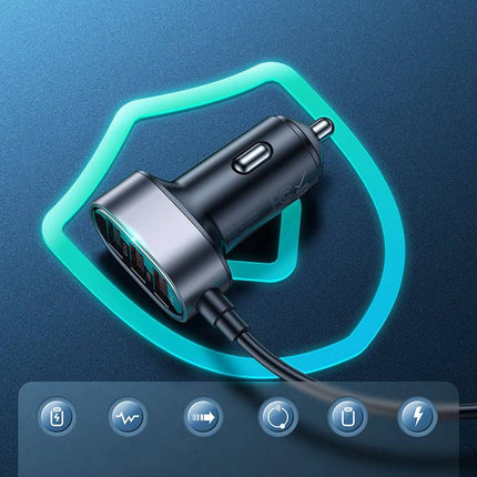 Joyroom Autolader Oplader Snellader 5x USB-A -  45W (1.5m) [5x Fast Car Charger] - VCTparts.nl