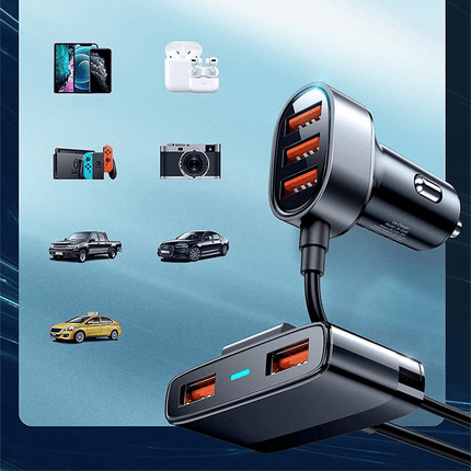 Joyroom Autolader Oplader Snellader 5x USB-A 6.2A (1.5m) [5x QC Fast Car Charger] - VCTparts.nl