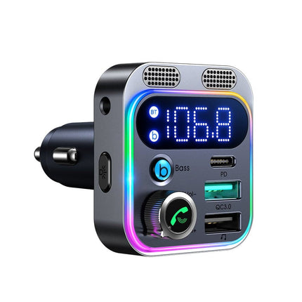 Joyroom Bluetooth Muziek FM Transmitter Handsfree Bellen met BassBooster USB-C & 2x USB-A Lader Zwart