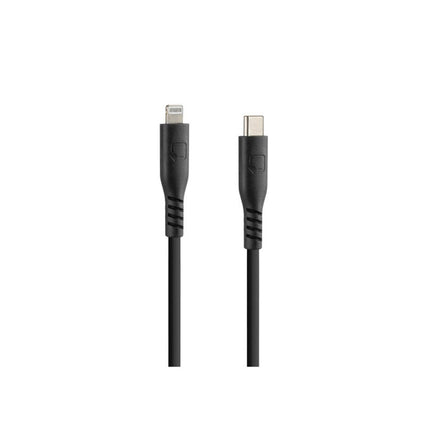 Optiline Siliconen Laad- en Synchronisatiekabel USB-C naar Apple 8pin 20cm – Verstevigde Hals – Zwart - VCTparts.nl