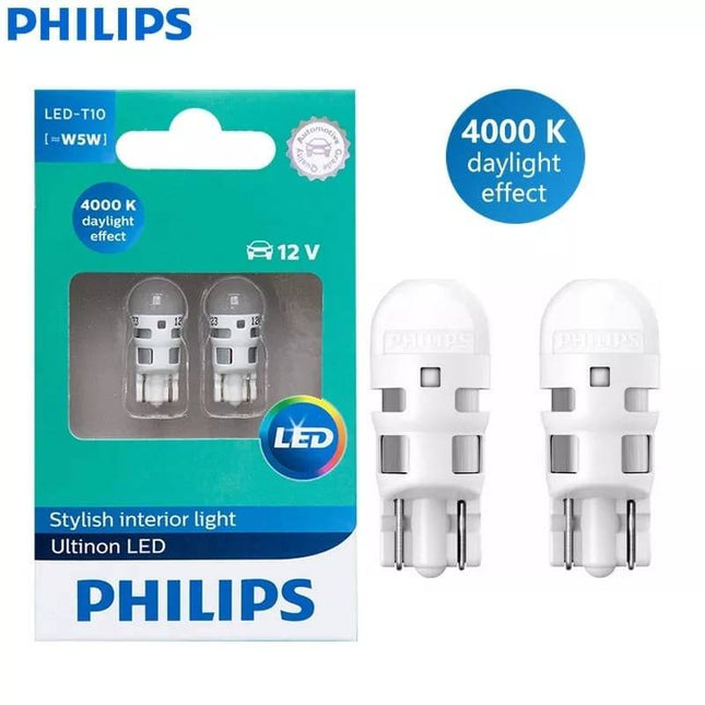 Philips Ultinon T10 LED 4000K Éclairage blanc 12V W5W (ensemble) [Éclairage de la ville - Éclairage de stationnement - Éclairage de la plaque d'immatriculation - Éclairage intérieur]