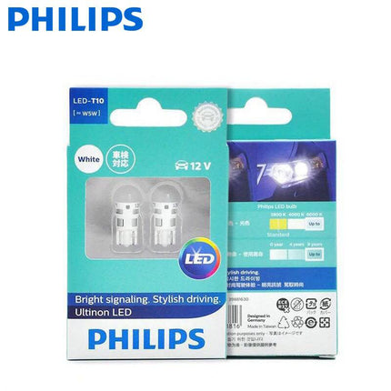 Philips Ultinon T10 LED 6000K Éclairage blanc 12V W5W (ensemble) [Éclairage de la ville - Éclairage de stationnement - Éclairage de la plaque d'immatriculation - Éclairage intérieur]