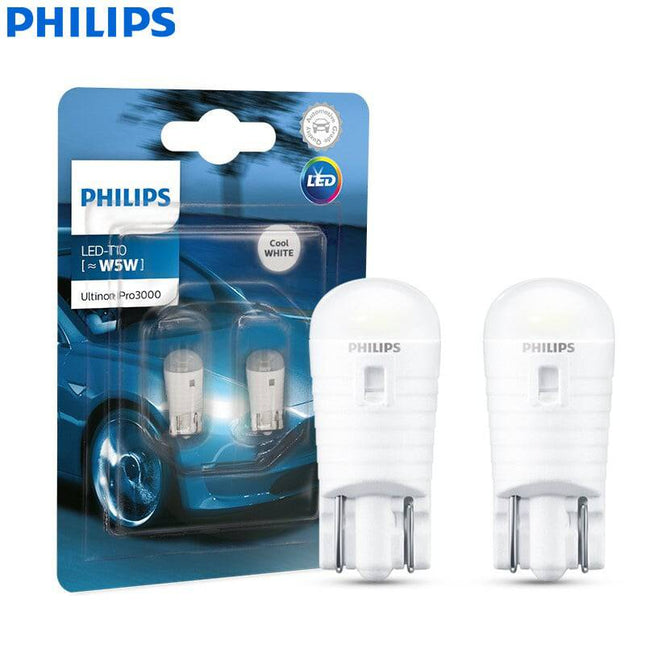 Philips Ultinon T10 LED 6000K Éclairage blanc 12V W5W (ensemble) [Éclairage de la ville - Éclairage de stationnement - Éclairage de la plaque d'immatriculation - Éclairage intérieur]