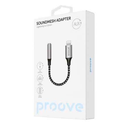 Proove Adapter AUX SoundMesh Lightning naar 3.5mm Grijs - VCTparts.nl