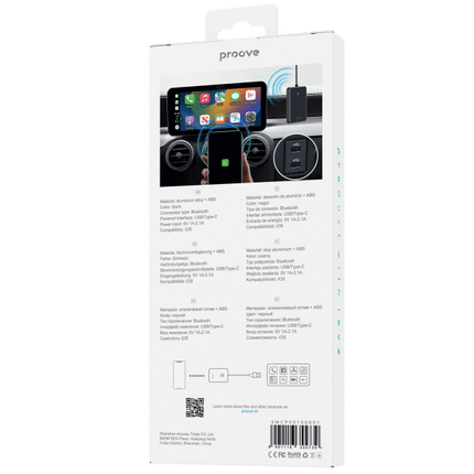 Proove CP-01 Draadloze Apple Carplay Adapter voor Draadloze Carplay Zwart - VCTparts.nl