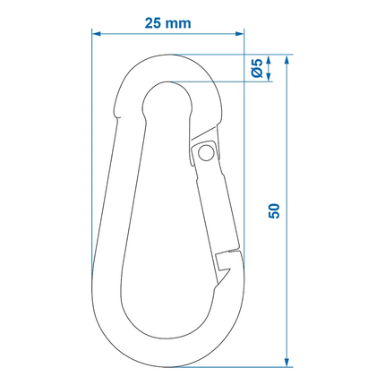 ProPlus Karabijnhaak Metaal 5x50mm Klein [Carabijnhaak - Musketon - Veerhaak] - VCTparts.nl