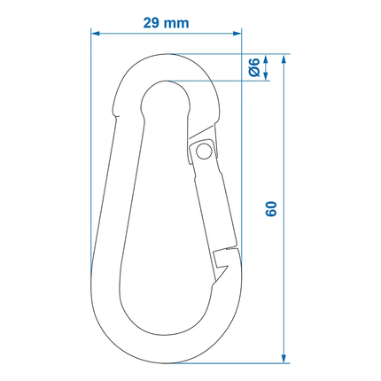 ProPlus Karabijnhaak Metaal 6x60mm Middel [Carabijnhaak - Musketon - Veerhaak] - VCTparts.nl