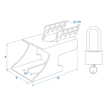 ProPlus Koppelingsslot met Hangslot Overdekslot voor Aanhanger Disselslot Trekhaakbeveiliging - Blauw - VCTparts.nl