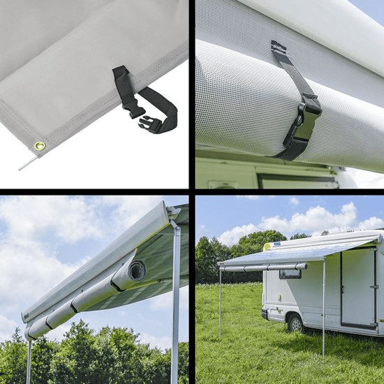 ProPlus Lichtgrijze Luifel Zonwering 380x200cm - UV-bescherming en Windscherm voor Kamperen en Camper - VCTparts.nl