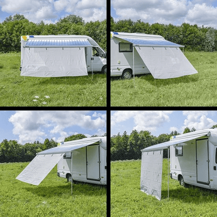 ProPlus Lichtgrijze Luifel Zonwering 380x200cm - UV-bescherming en Windscherm voor Kamperen en Camper - VCTparts.nl