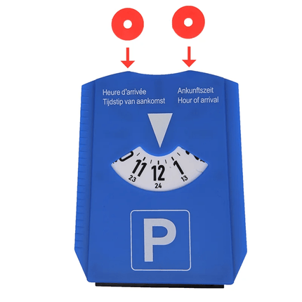 ProPlus Parkeerschijf Blauwe Kaart NL D F GB met IJskrabber & Winkelwagenmuntjes