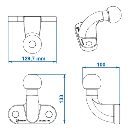 ProPlus Trekhaakkogel Zwart Haaks D125kN S200kg Bumpertrekhaak - VCTparts.nl