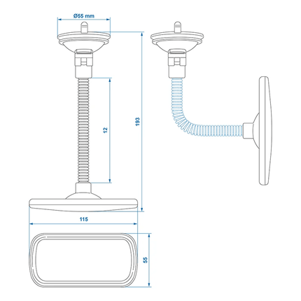 ProPlus Universele Achteruitkijkspiegel Binnenspiegel 115x55mm met Lange Flexarm en Zuignap - VCTparts.nl